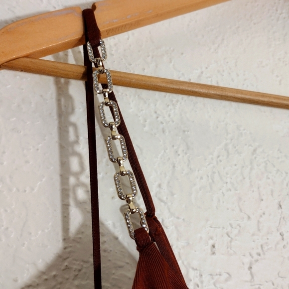 Jason Wu Jumpsuit Brown Emmett Stretch Embellished Rhinestones - Picture 7 of 10